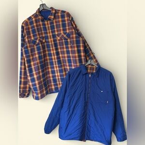 VTG Patagonia Men’s 2XL Fjord Reversible Flannel Shirt Jacket Puffer Blue Rare